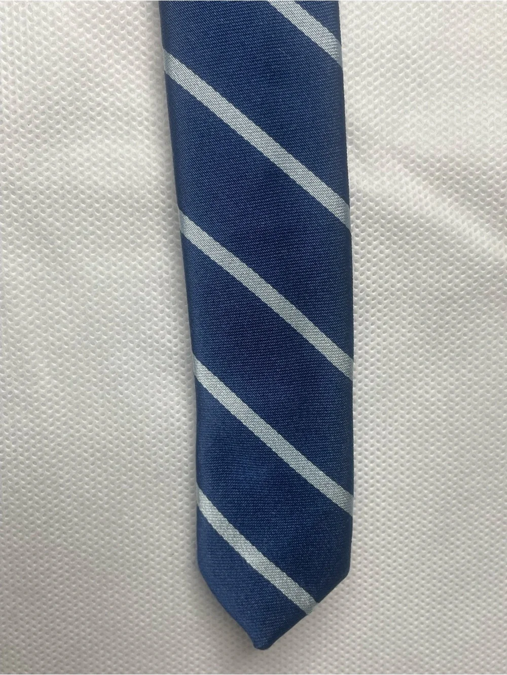 Brooks Brothers Makers Repp Silk Tie Navy Blue Preppy Striped Textured Necktie